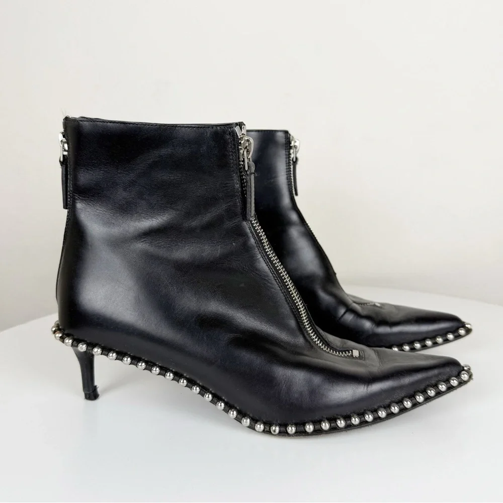 Alexander Wang Eri Studded Leather Ankle Boots In Black